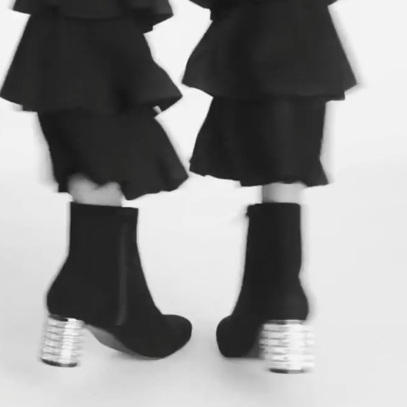 Sparkling Crystal Embellished Kitten Heel Booties - Picture 2 of 5